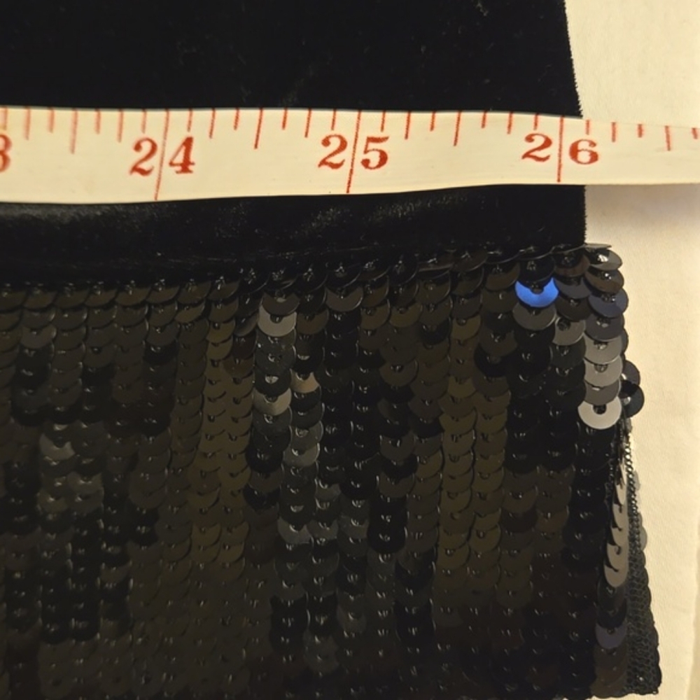 Chico's Travelers Black Velvet Top 3 (XL) Sequin Bands - Picture 10 of 13